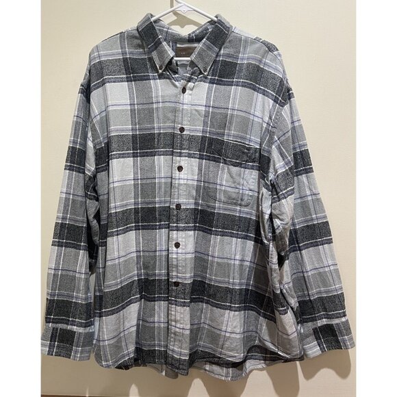 St Johns Bay Gray Plaid Button Down Long Sleeve Shirt~Size 2XL - Picture 2 of 6